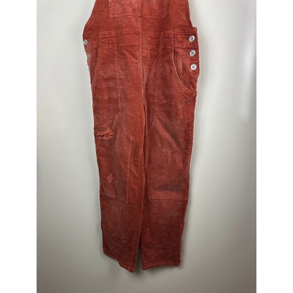 Anthropologie x PILCRO The Wanderer Corduroy Overalls Size 30 Distressed Orange - Picture 8 of 16